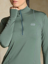 Shop-Women's Ath Runner Zip Neck Light Sage
