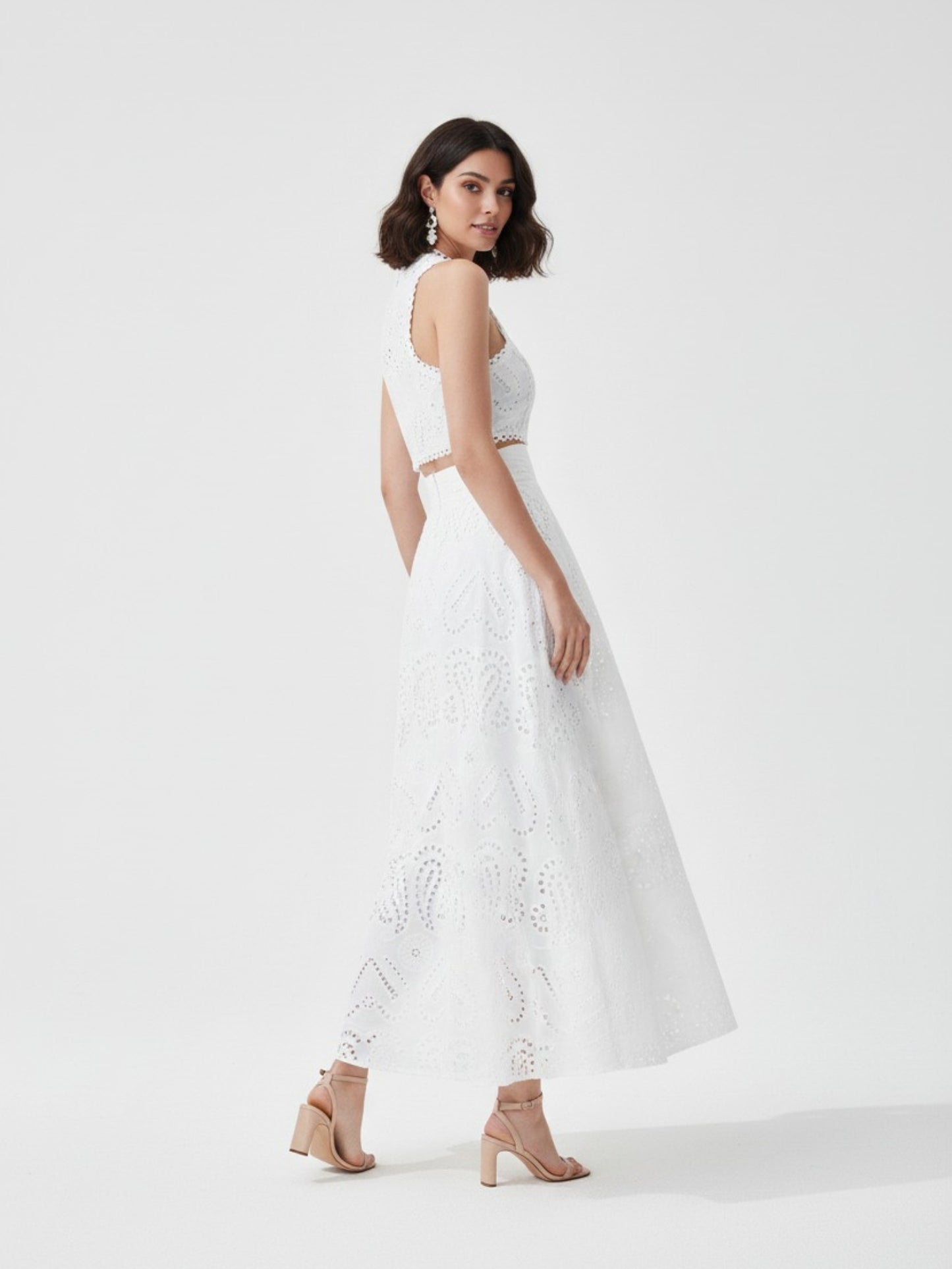 Vera White Crop Top and Maxi Skirt Set