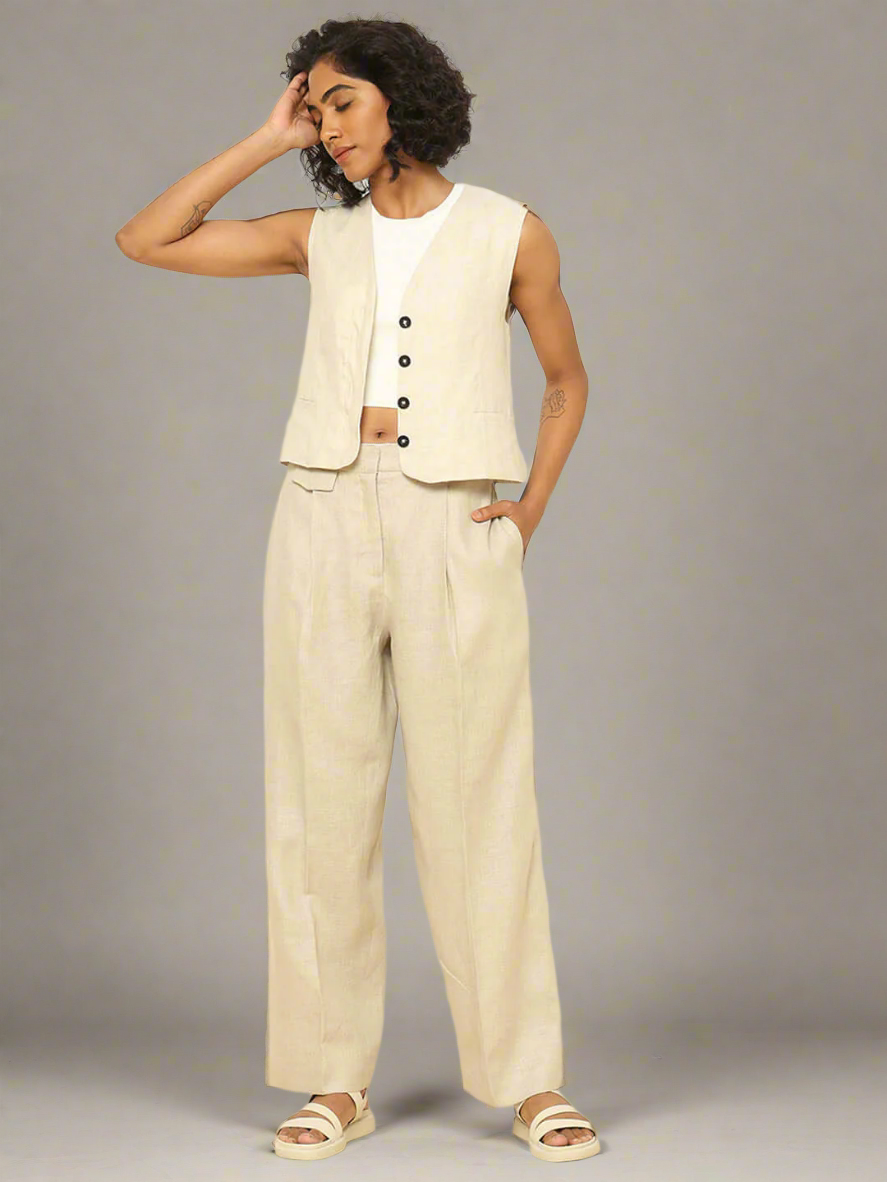 Linen Waistcoat Beige