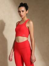 Best Women's Day Gift Ideas: red high-impact action bra and luna sculpt leggings - silvertraq