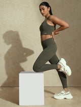 Terra olive high impact sports bra and luna sculpt leggings - Earthy tones activewear for Valentine's gift