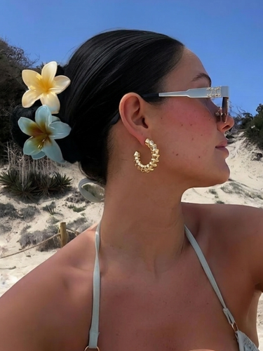 Gold Ripple Semi Hoop Earrings