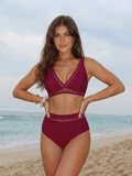 Wine Mesh High Waist Bikini