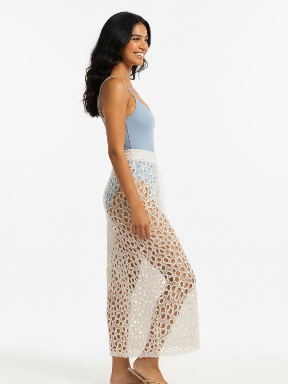 White Crochet Floral Sarong Wrap