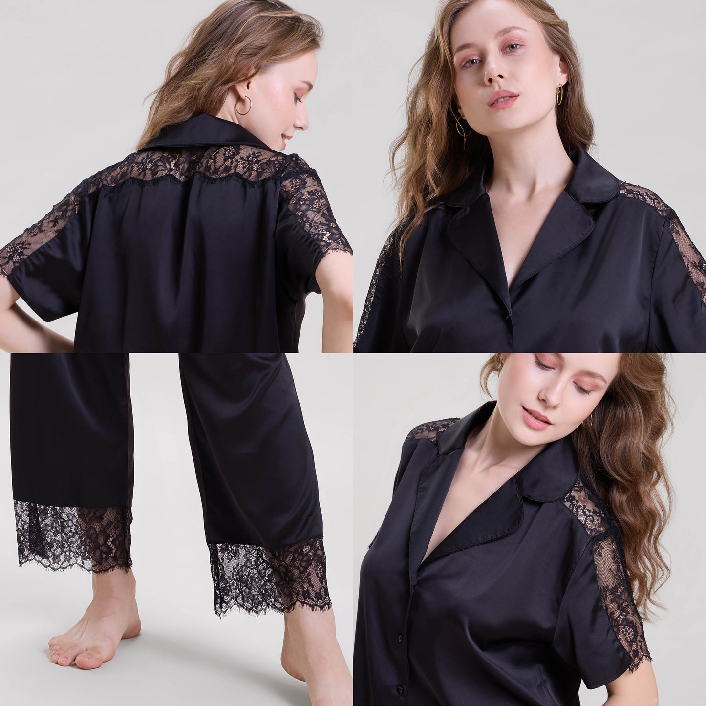 Black Lace Pajama Set