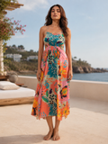 Sunset Bloom – Multicolor Printed Beach Dress
