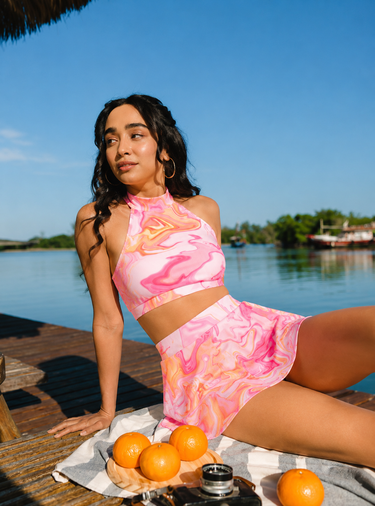 Rose Rhapsody – Skirted Swim Set