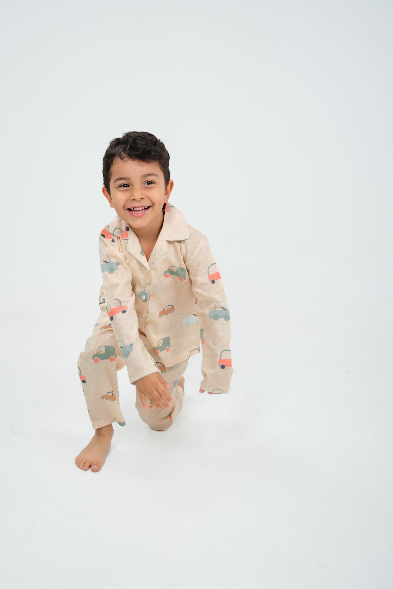 Little Wheels – Hand-Drawn Car Print Night Suit