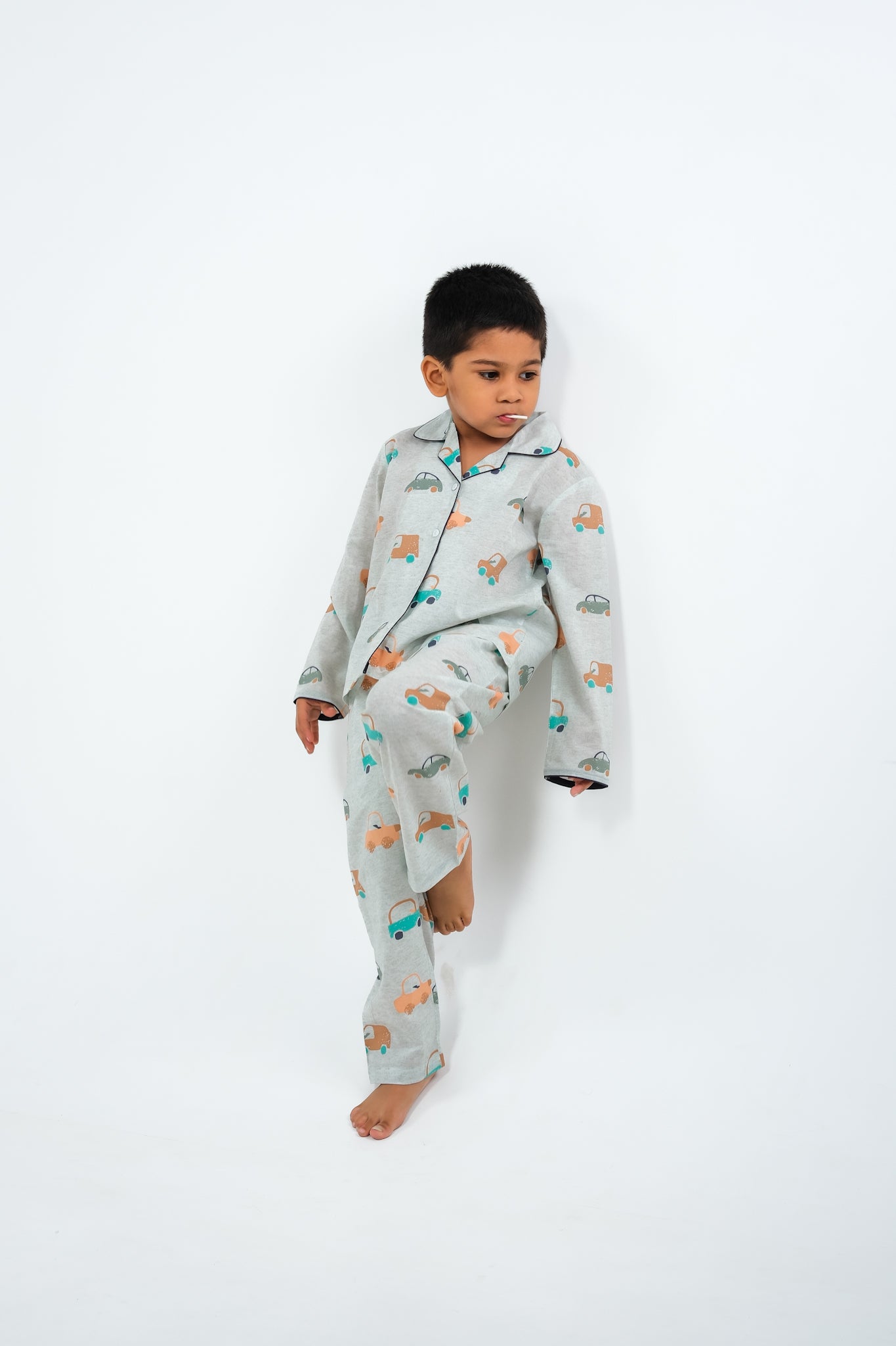 Little Wheels – Hand-Drawn Car Print Night Suit