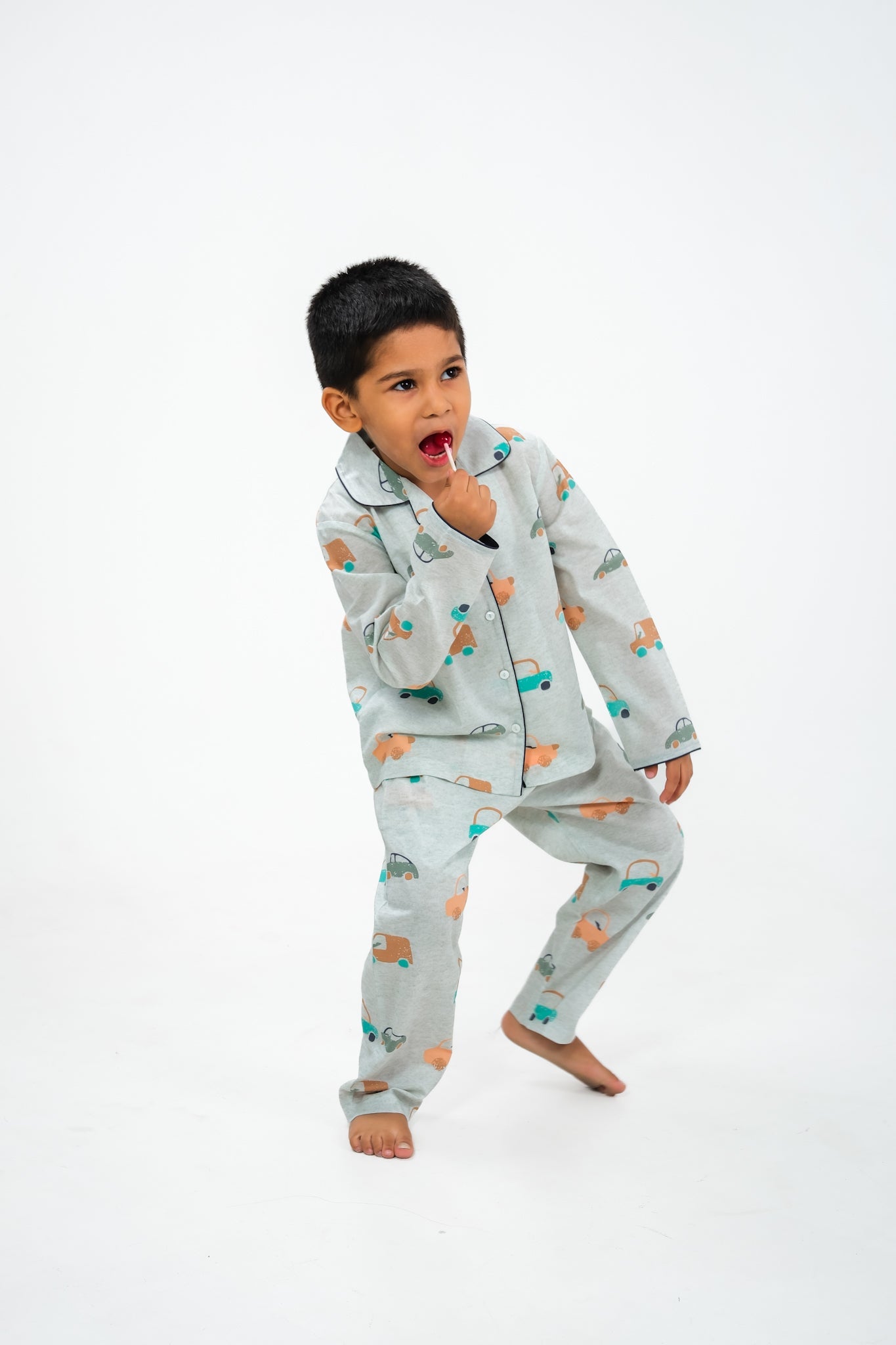 Little Wheels – Hand-Drawn Car Print Night Suit