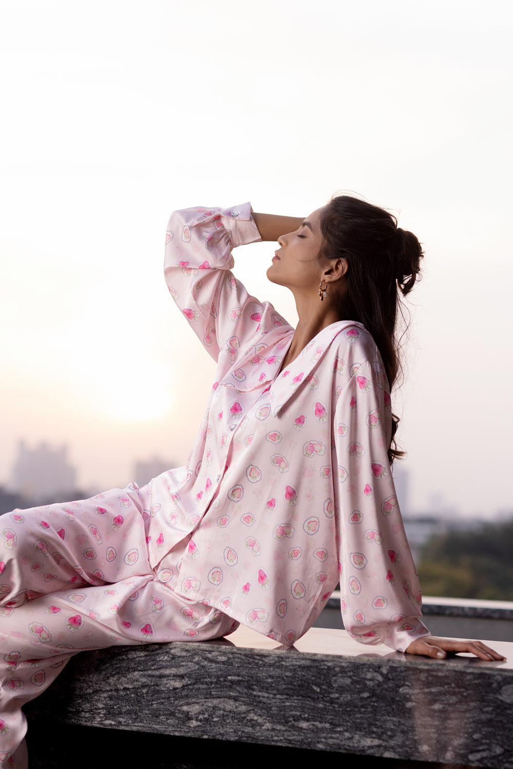 Strawberry Pajama Set In Superior Satin