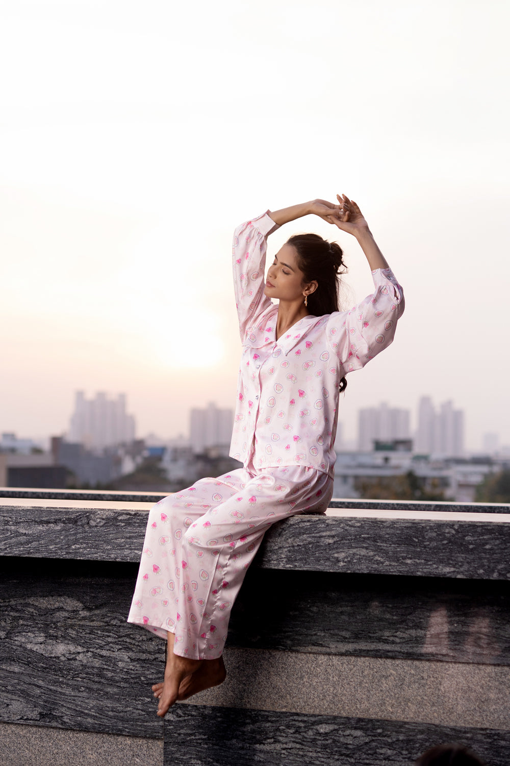 Strawberry Pajama Set In Superior Satin