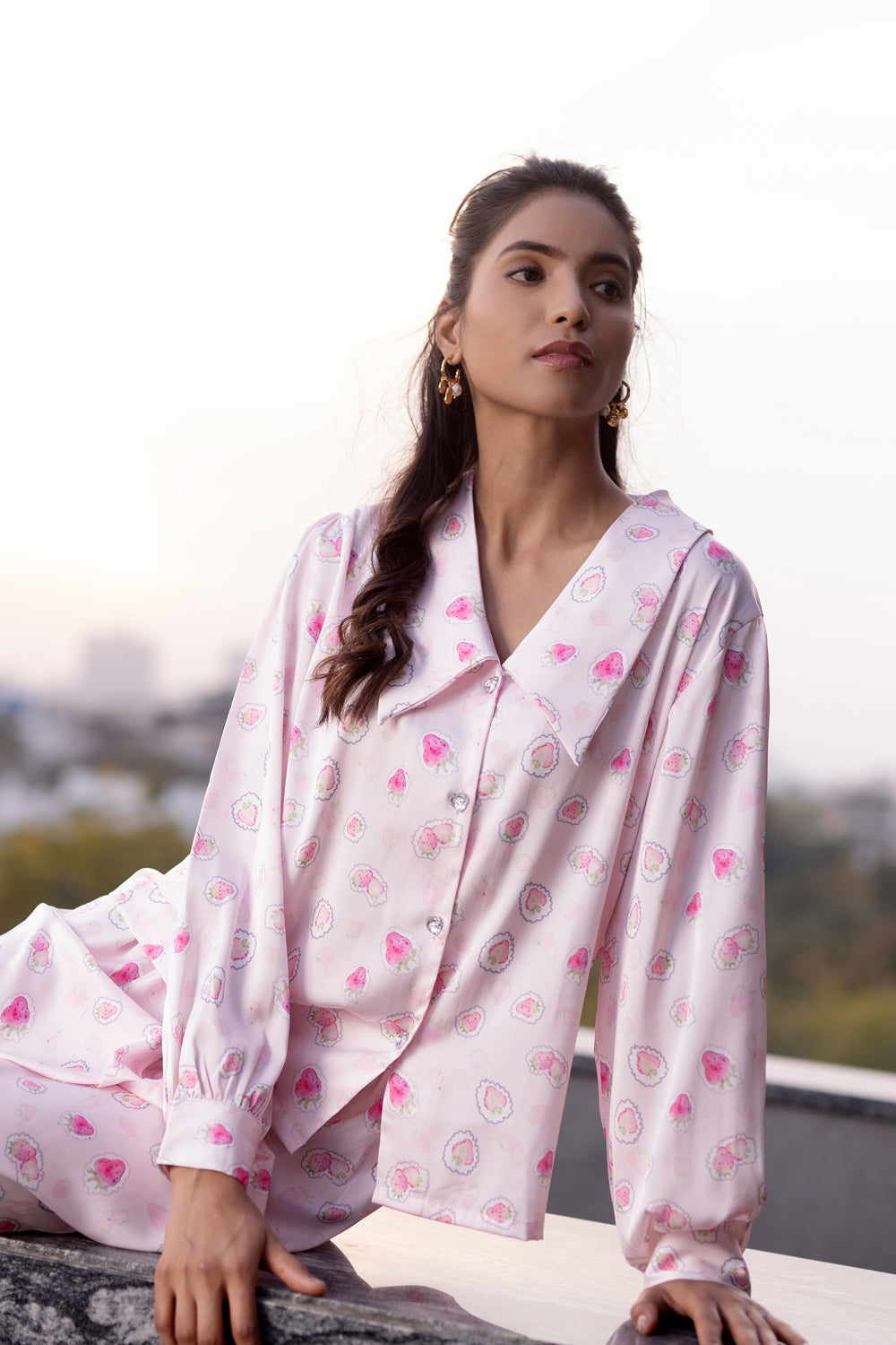 Strawberry Pajama Set In Superior Satin