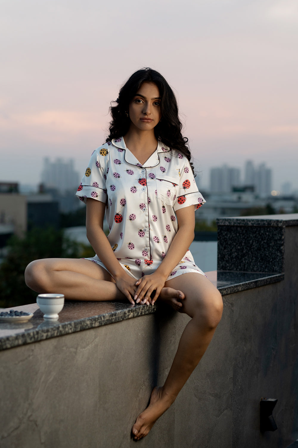Lady Bug Printed Satin 3pc Set