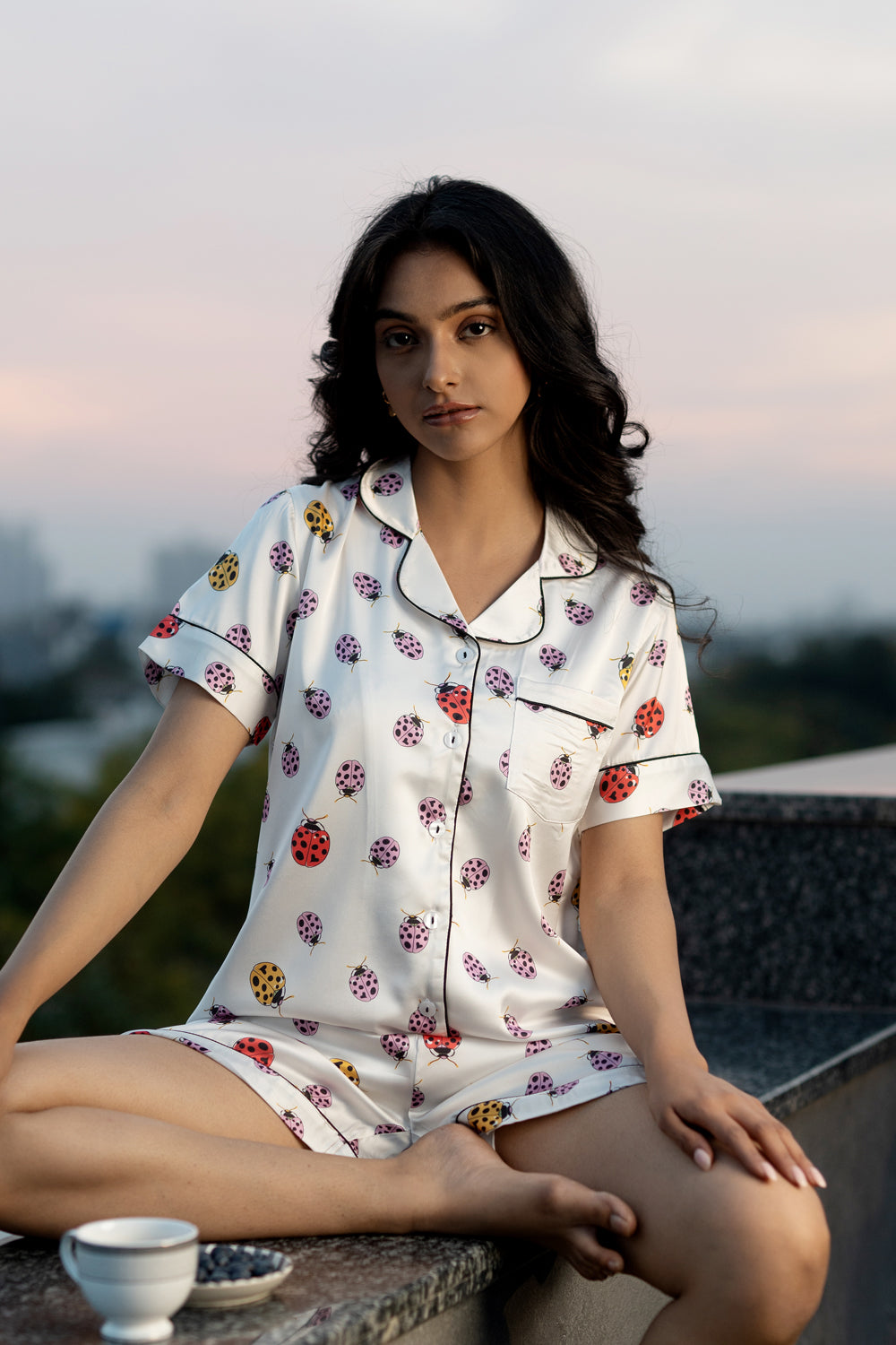 Lady Bug Printed Satin 3pc Set
