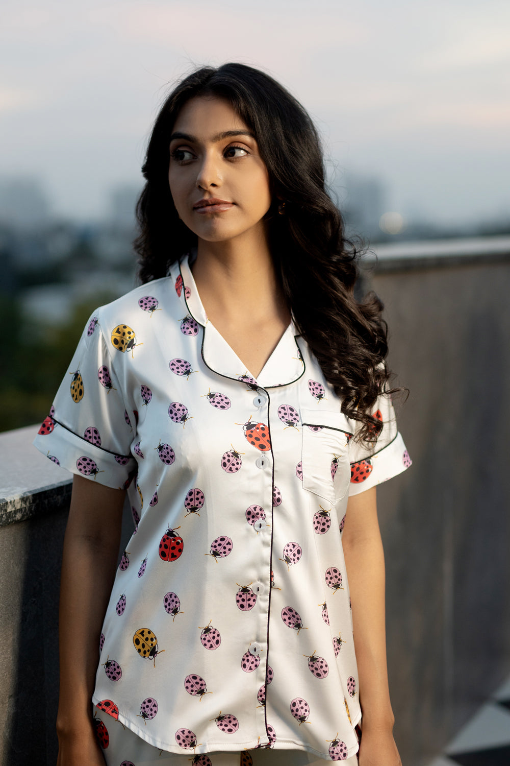 Lady Bug Printed Satin 3pc Set