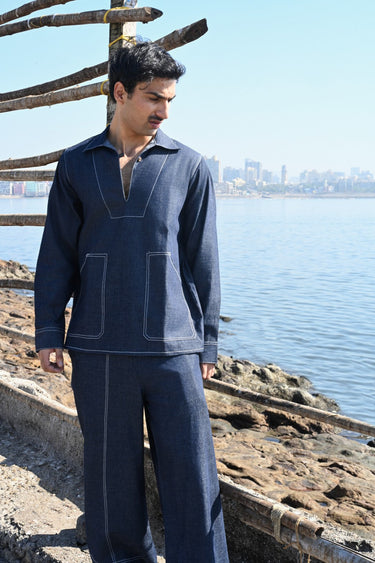 Denim V-Neck Shirt