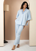 Celeste Charm Hand Embroidered V-Neck Lounge set