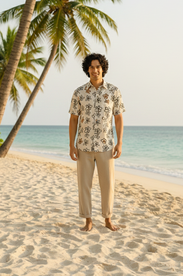 Sun Sketch – Men’s Floral Beach Shirt