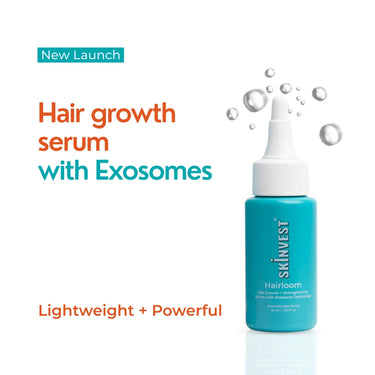 Hair growth serum with exosomes on a white background