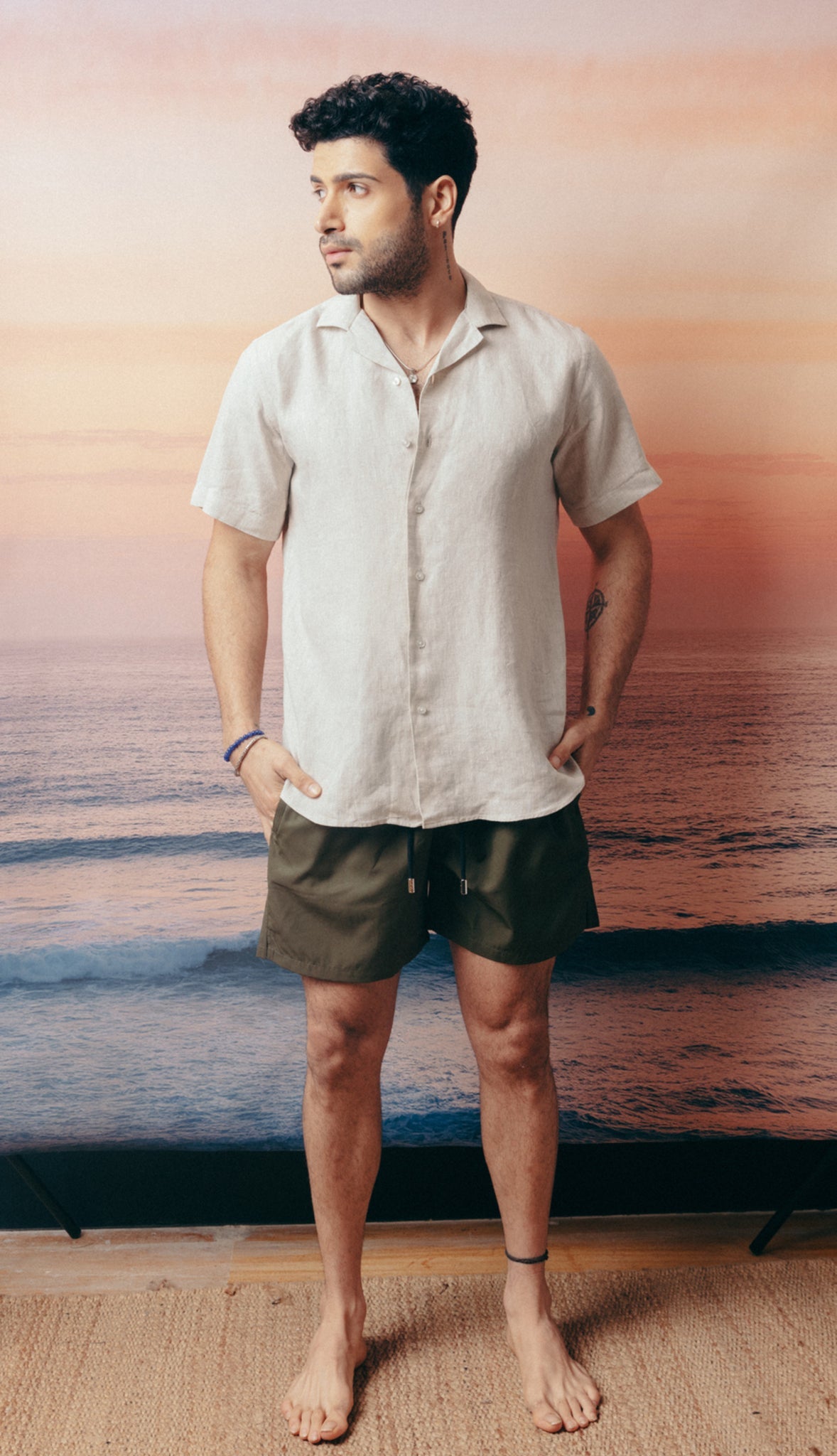 Sand Cuban Collar Shirt