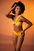 Lemon One-Shoulder Ruched Bikini Set