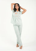 Serene Bloom Hand Embroidered Night Suit