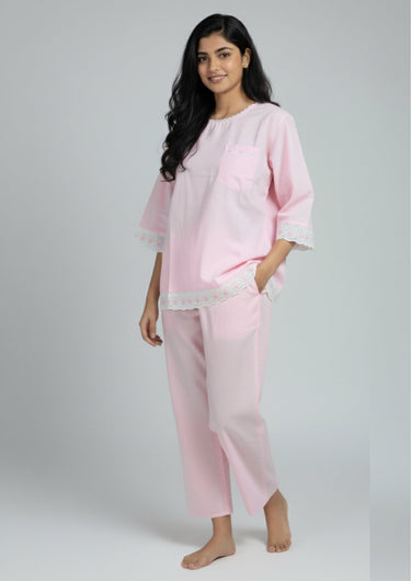 Blush Charm Lace Night Suit