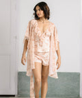 Blush & Bloom – Printed Satin Set with Flirty Frills