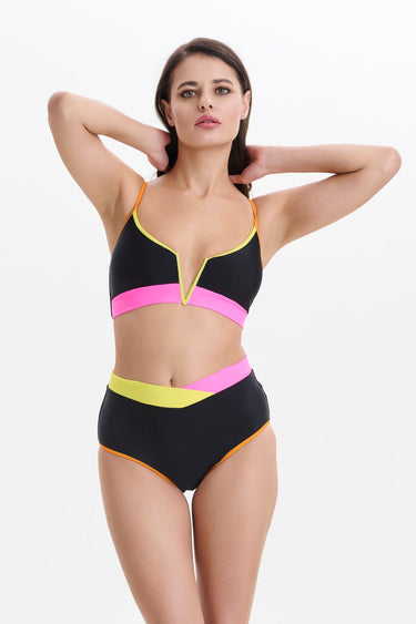 Black Color Block Bikini