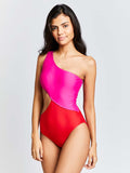 Duo Tone One Shoulder Swimsuit