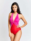 Duo Tone Halter Twist Swimsuit
