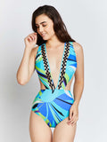 Metal Mesh Plunged Luna Swimsuit