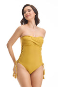 Golden Yellow Drawstring Swimsuit