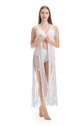 White Crochet Tassel Coverup