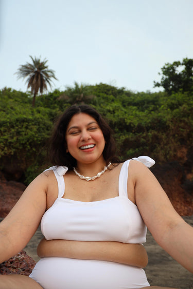 Woman in a white outfit