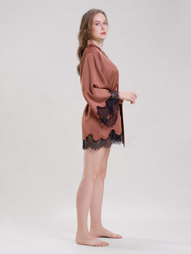 Bronze Robe With Cami Top & Shorts