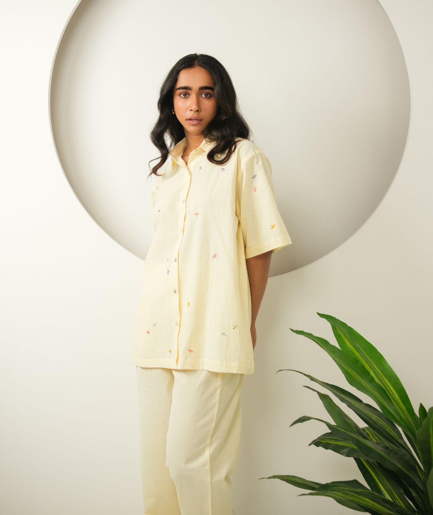 Butterfly Breeze - Butter Yellow Cotton Night Suit