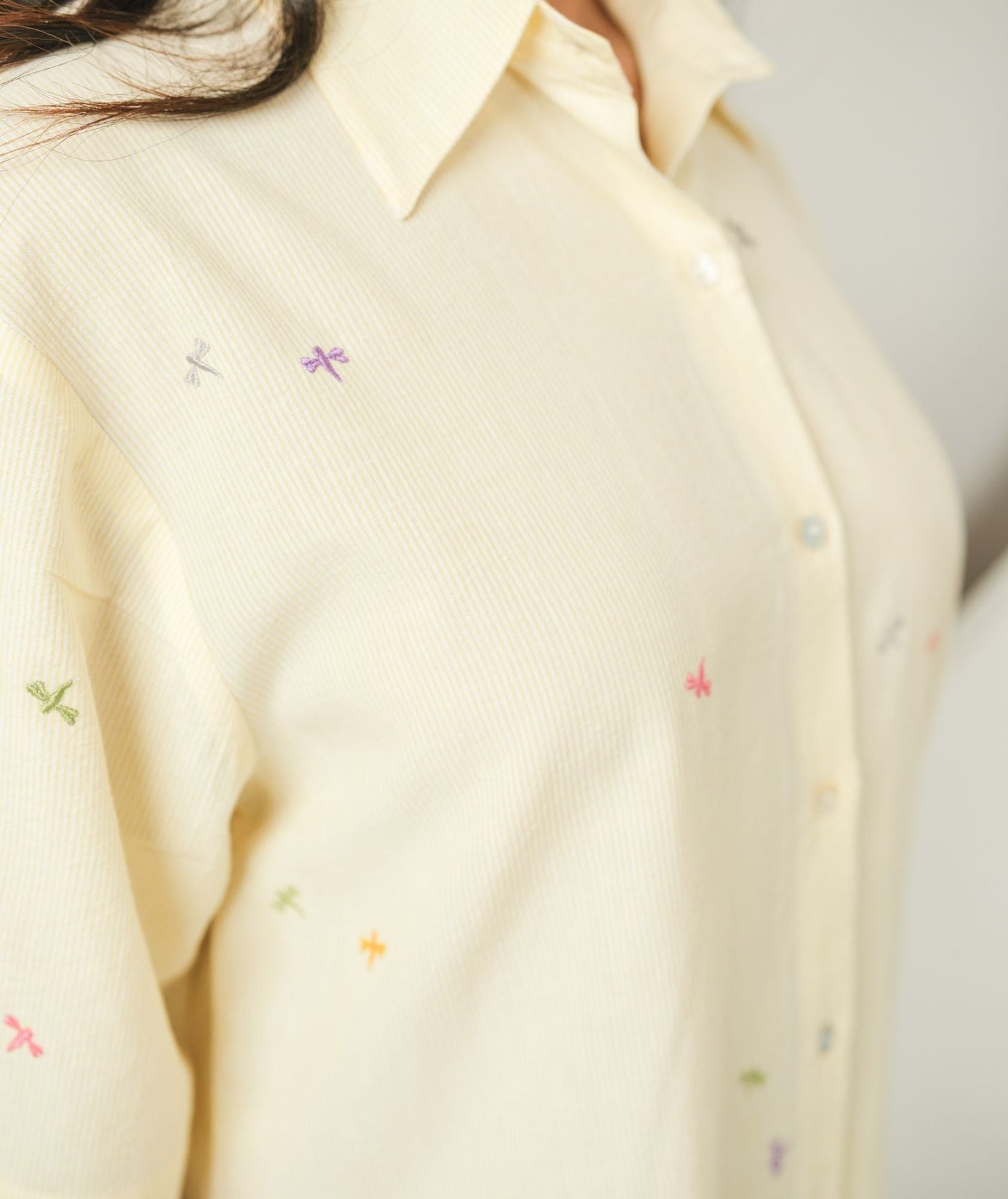 Butterfly Breeze - Butter Yellow Cotton Night Suit