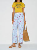 Cherry Striped Cotton Lounge Pants