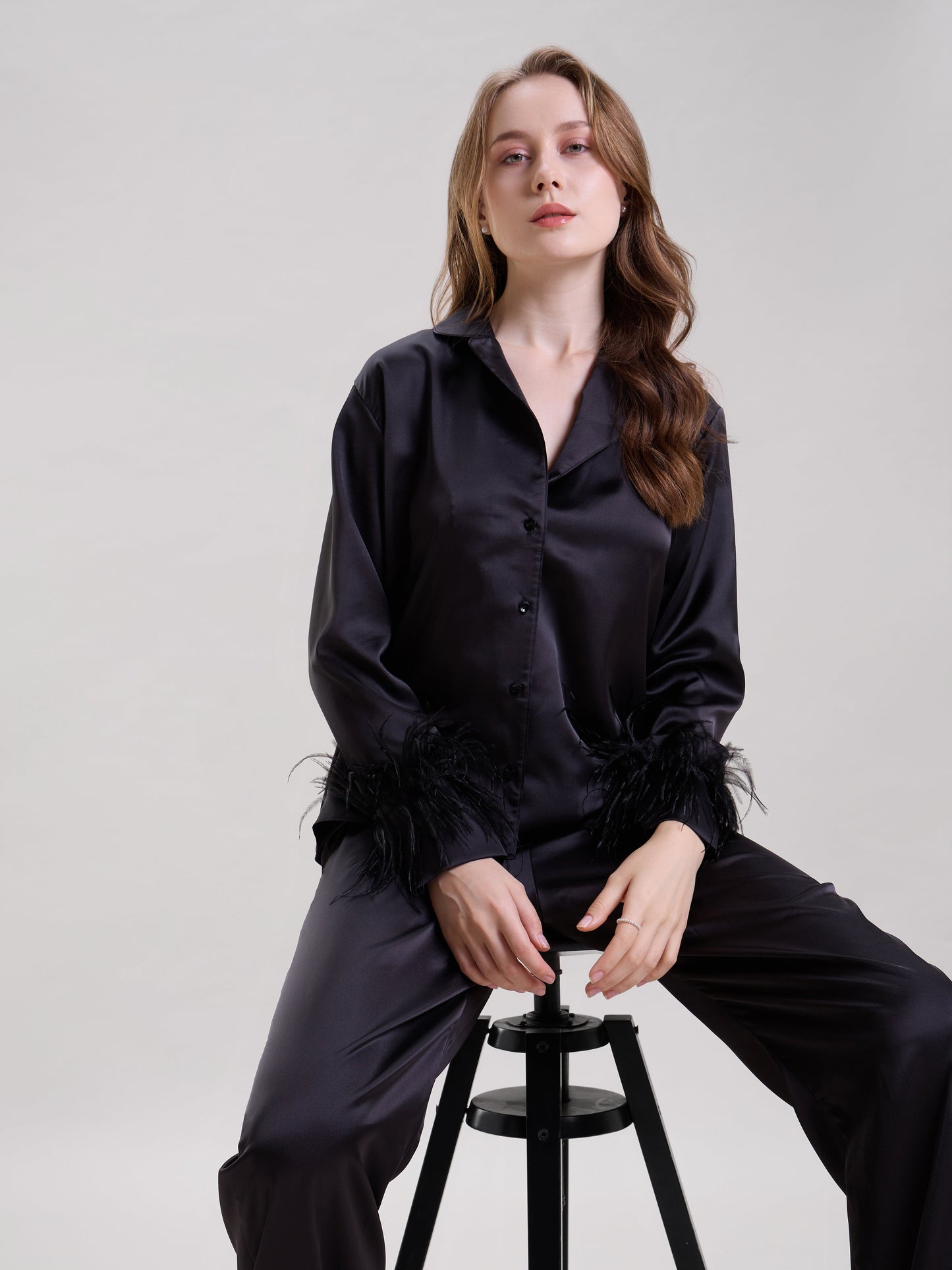 Midnight Black Feather Nightsuit