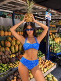 Blue Paisley Halter Bandeau Bikini Set