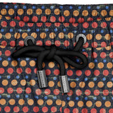 Printed, swim shorts with abstract pattern in black