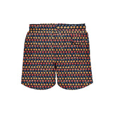 Printed, swim shorts with abstract pattern in black