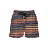 Printed, swim shorts with abstract pattern in black