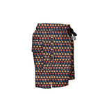 Printed, swim shorts with abstract pattern in black