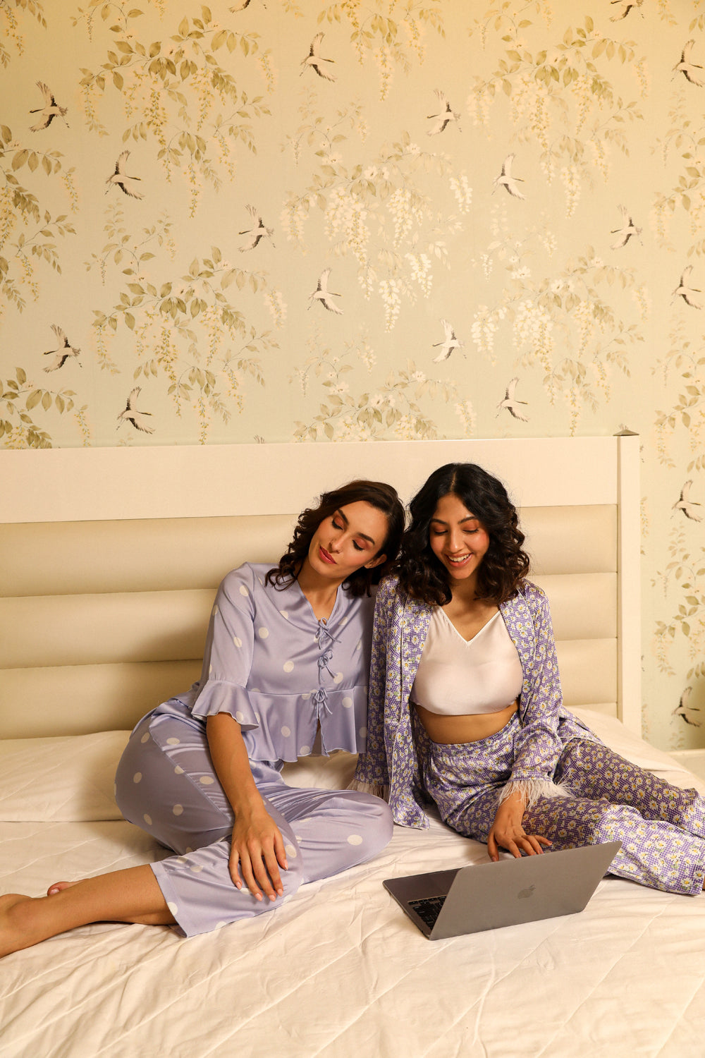 Floral Pajama Set With Fur Detail
