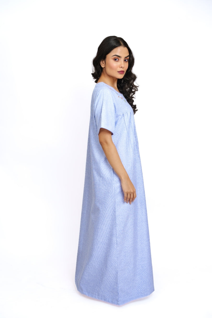 Bluebell Grace - Embroidered Cotton Nighty