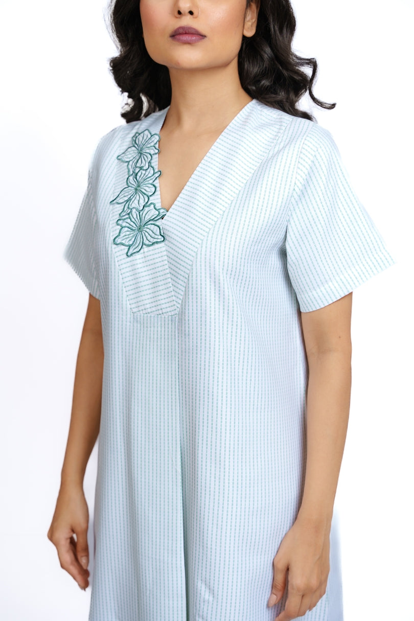 Mistleaf - Embroidered Cotton Nighty