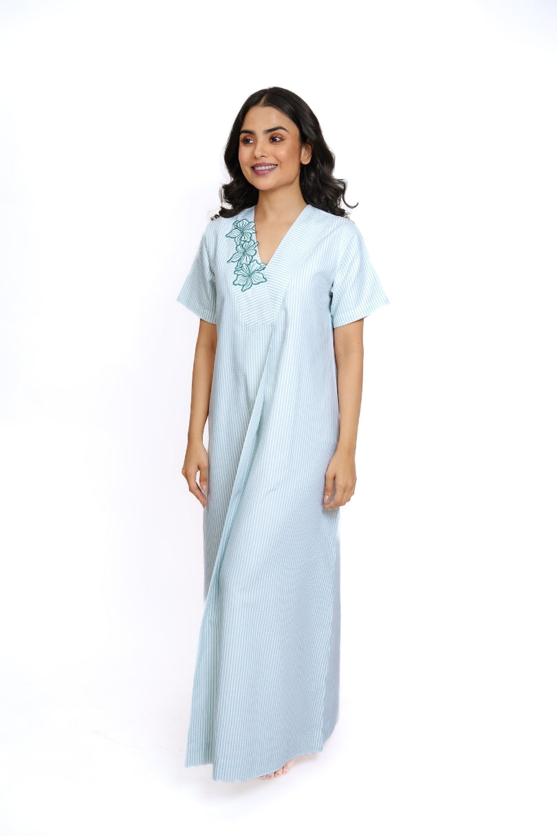 Mistleaf - Embroidered Cotton Nighty